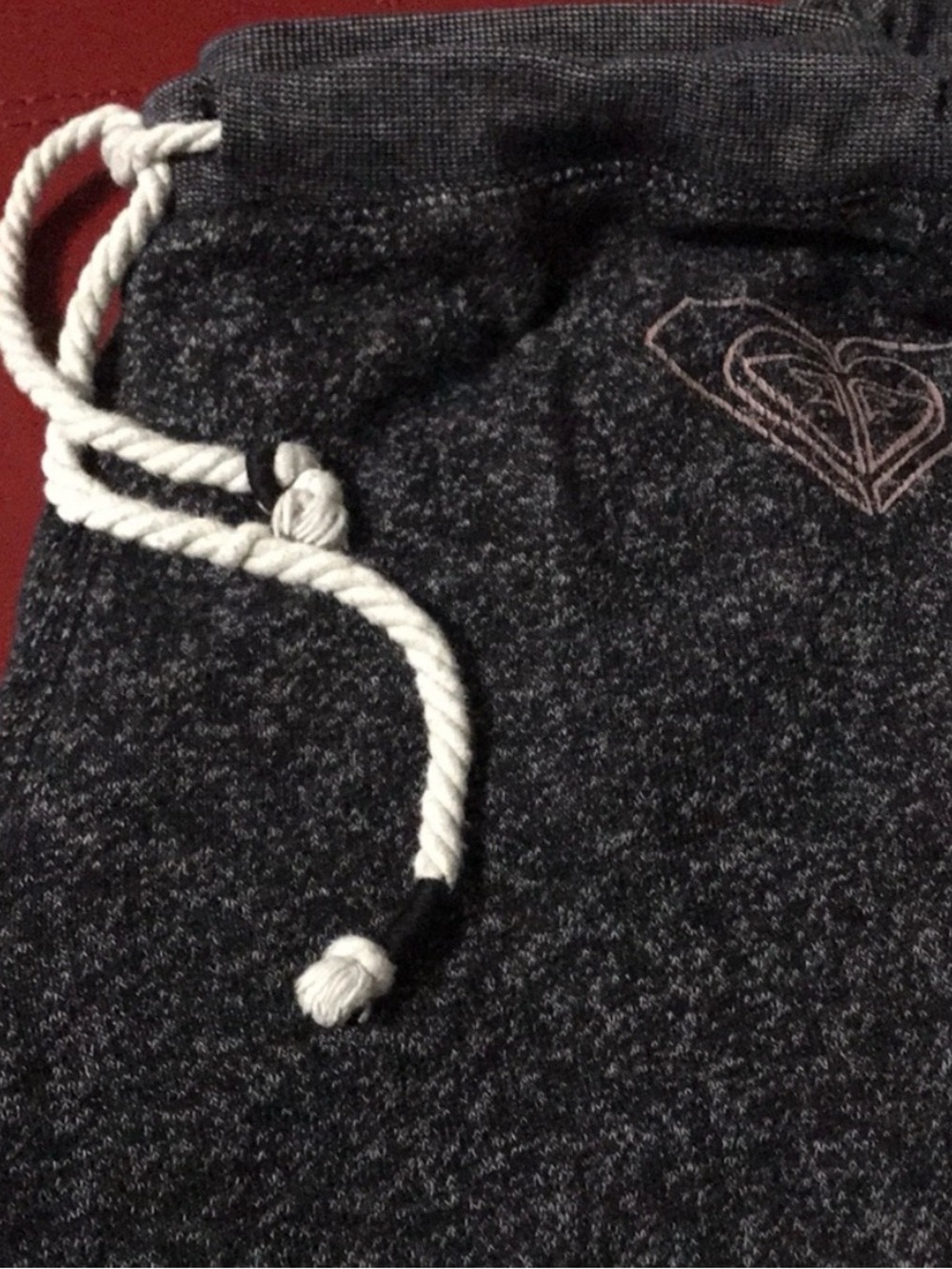 Roxy Dark Gray Heathered Drawstring Lounge Pants with White Rope